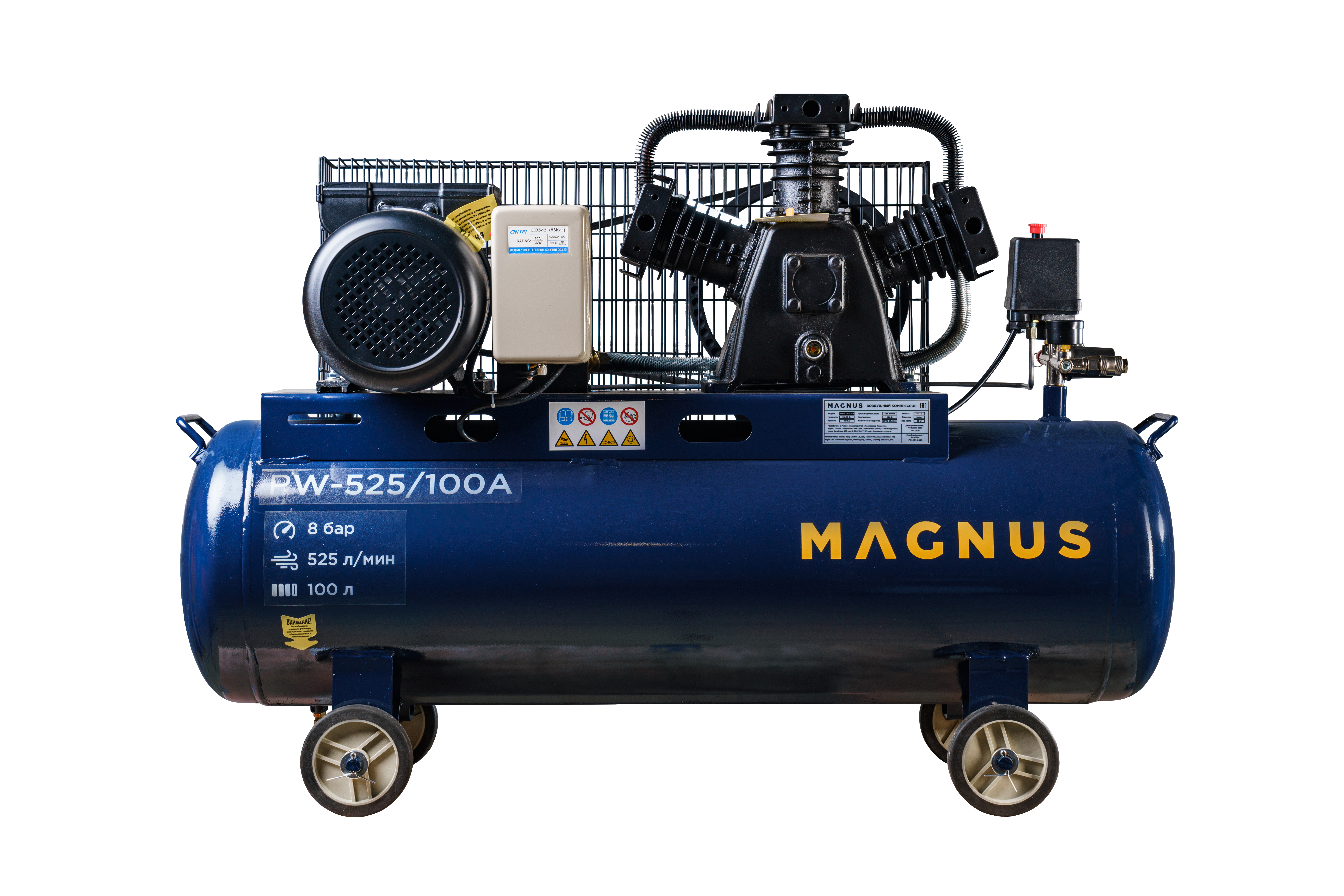 Компрессор воздушный Magnus KW-525/100А новый фильтр (8 атм.,3,0кВт, 220В,Ф65) в Краснодаре